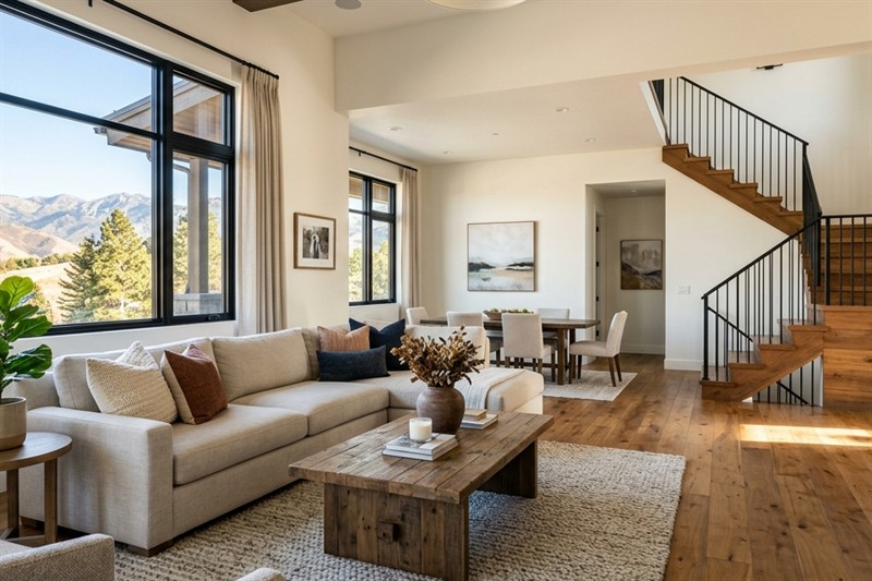 Main living room flooring installation with luxury vinyl plank